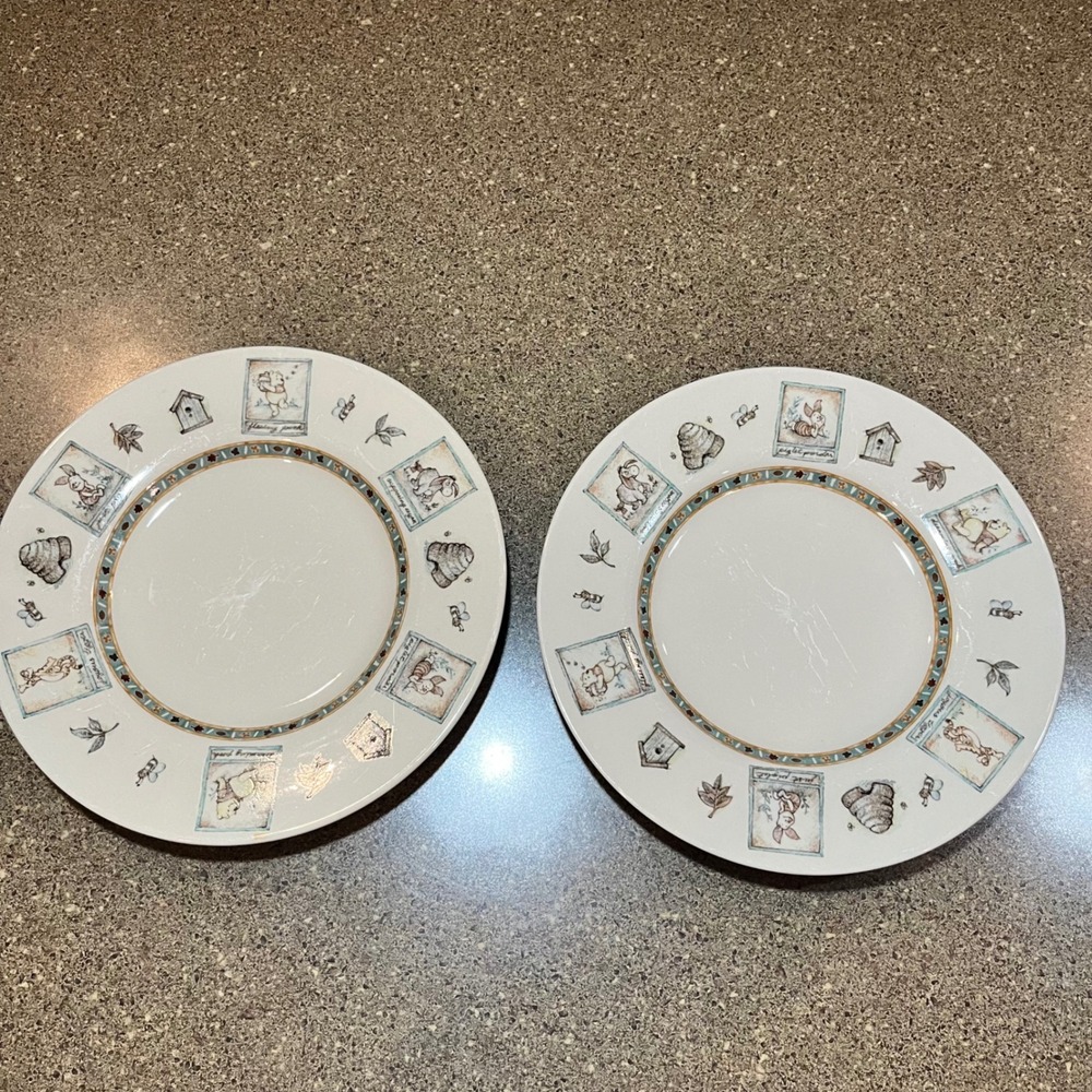 Disney Winnie‎ the Pooh Stoneware Plates Set of 2 Decorative Kitchen Decor